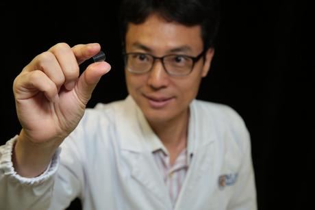 A magnetic memory device on a piece of plastic A magnetic memory device on a piece of plastic