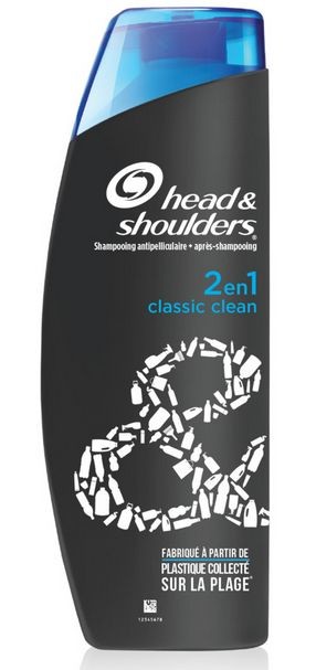 Recyclable shampoo bottle made with beach plastic Recyclable shampoo bottle made with beach plastic