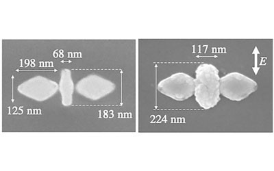 Nanosized semiconductors grown on a gold butterfly