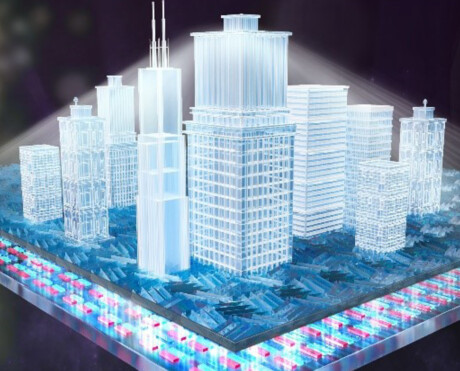 Flat lens extends viewing distance for 3D light field display