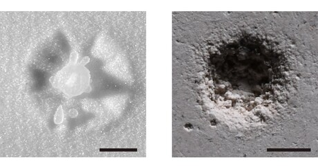 How soft liquid droplets erode hard surfaces