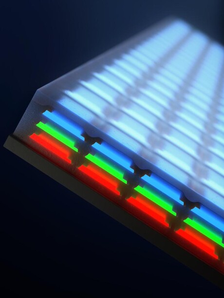 Micro-LEDs stacked vertically to sharpen displays