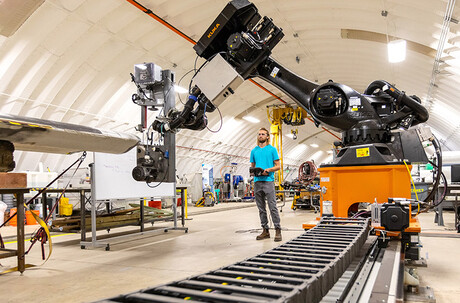 Robots help make wind turbine blades Robots help make wind turbine blades