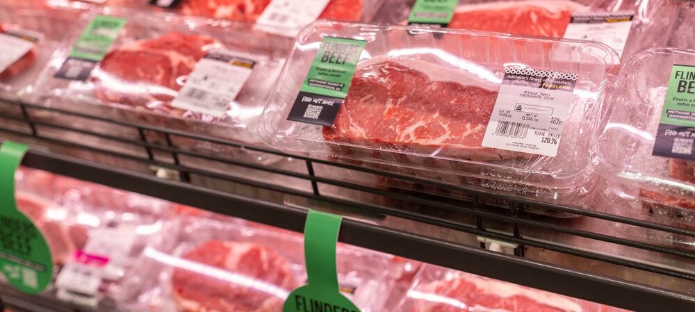 Low-methane Angus beef on the shelves at Foodland in SA